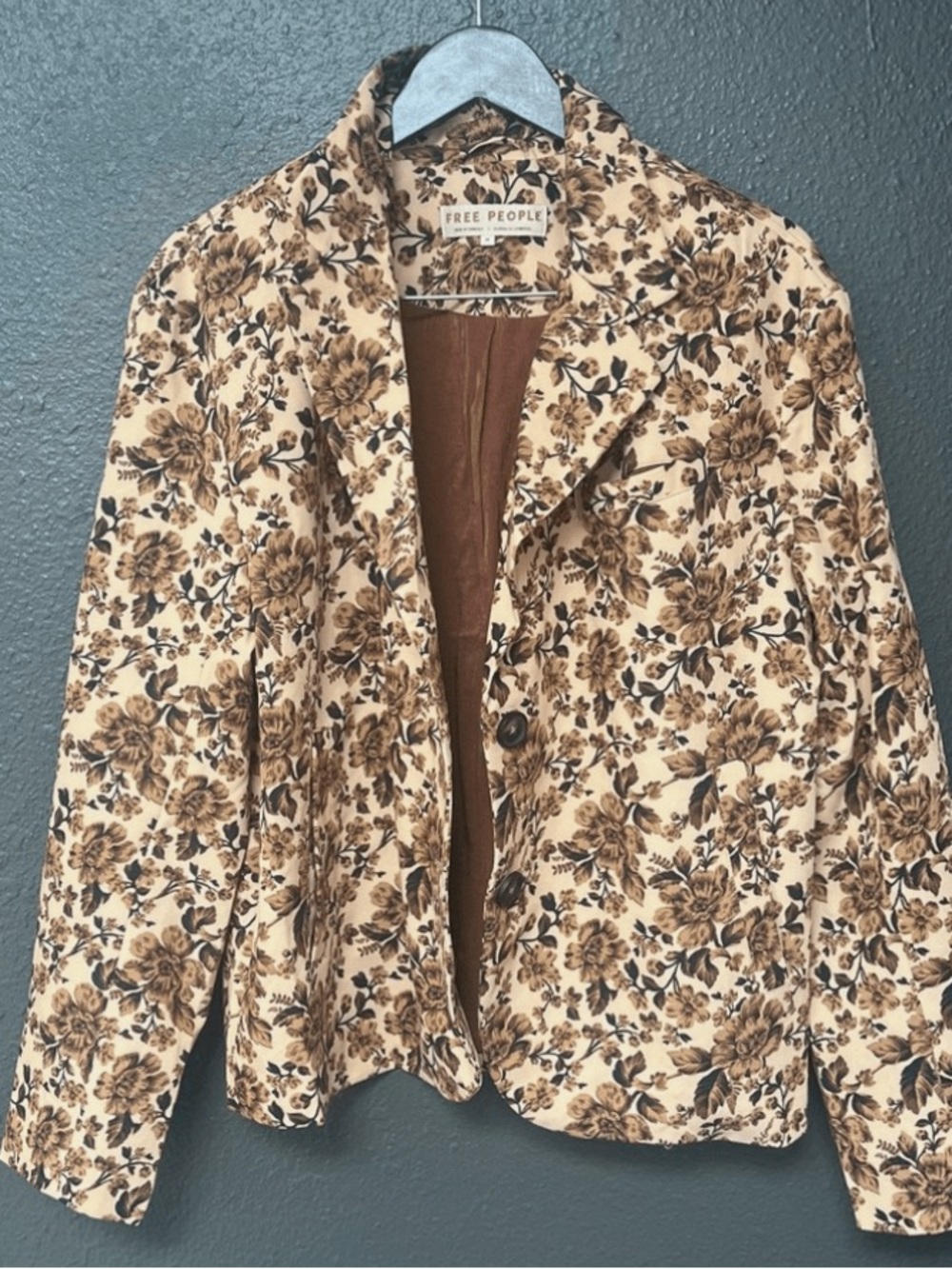 Free People Cali Floral Print Boxy Single Breasted Blazer size M